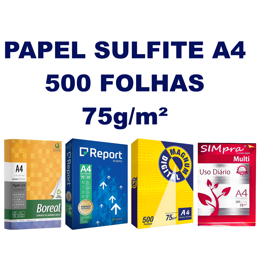 Papel A4 Sulfite Premium 75g 500 Folhas Simpra Cor Branco em Oferta na Shopee