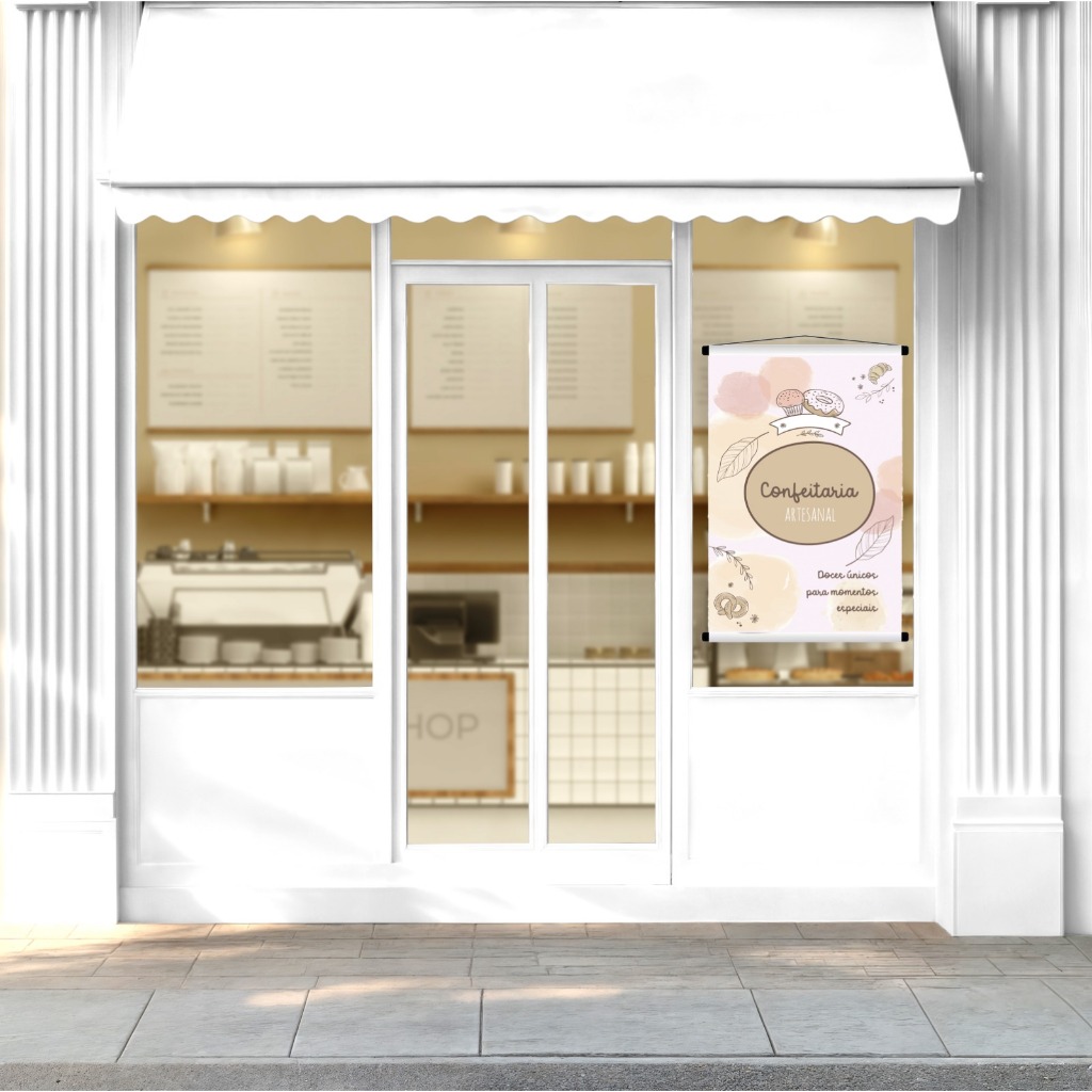 Banner Decorativo Confeitaria Artesanal Doces Bolos Padaria Café Parede – BN16