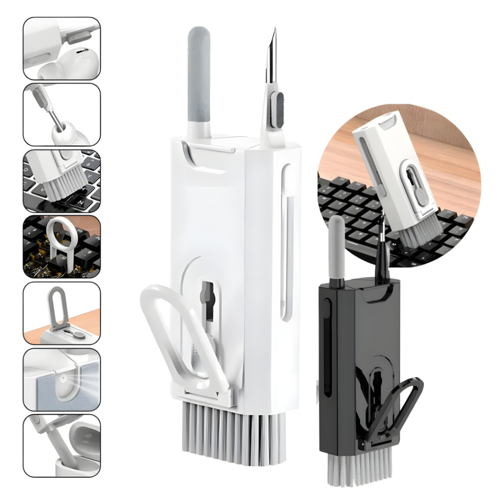 Kit Escovas Limpeza Teclado Celular Fones Frestas Suporte Removedor de Teclas Multifuncional