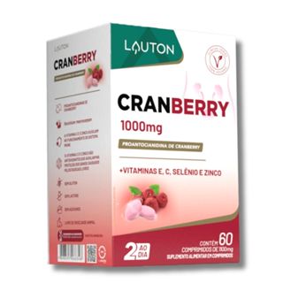 Cranberry 1000mg com Vitaminas E, C, Zinco e Selênio Vegano Premium Lauton - 60 comprimidos em Oferta na Shopee