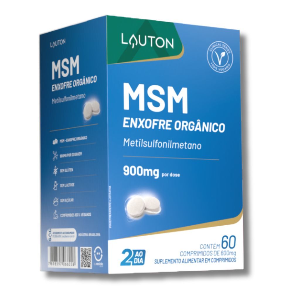 MSM - Metil Sulfonil Metano - Enxofre Orgânico 450mg Vegana - 60 cápsulas Lauton Premium em Oferta na Shopee
