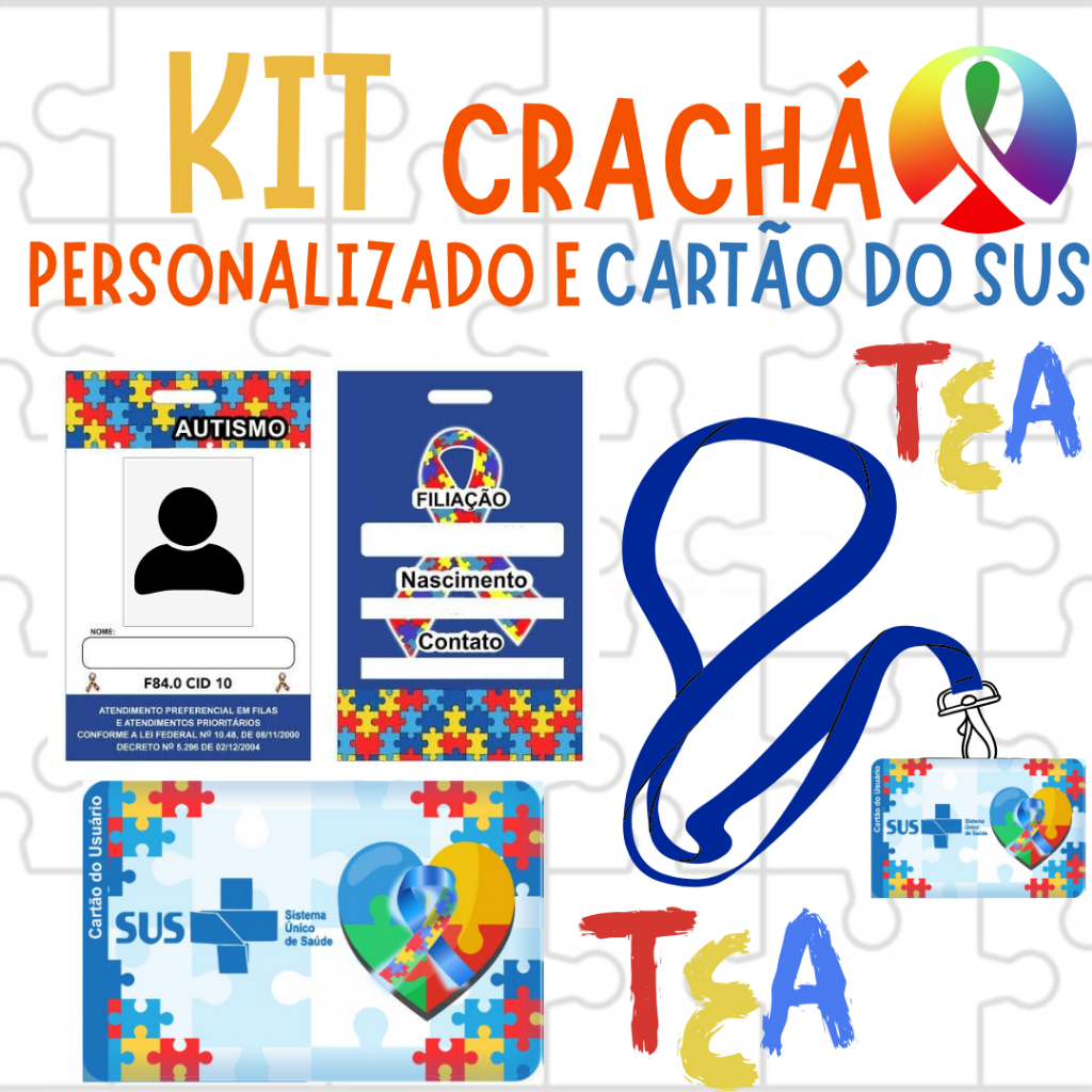 Crachá Personalizado em PVC Quebra Cabeça Autismo para Identificação do Autista em Oferta na Shopee