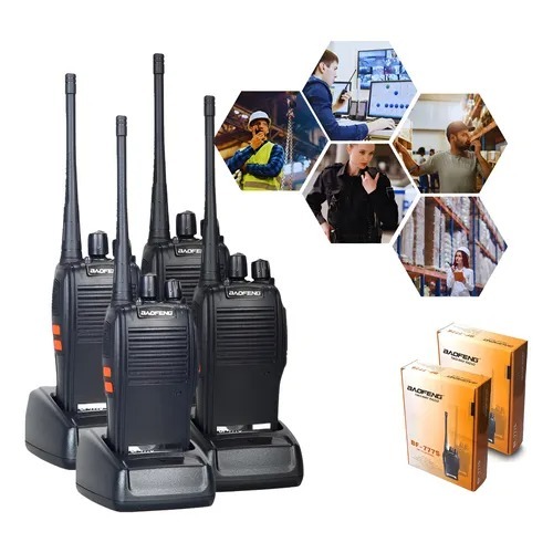 Kit de 4 Rádios Baofeng BF-777S Walkie Talkie 16 Canais Comunicação Profissional em Oferta na Shopee