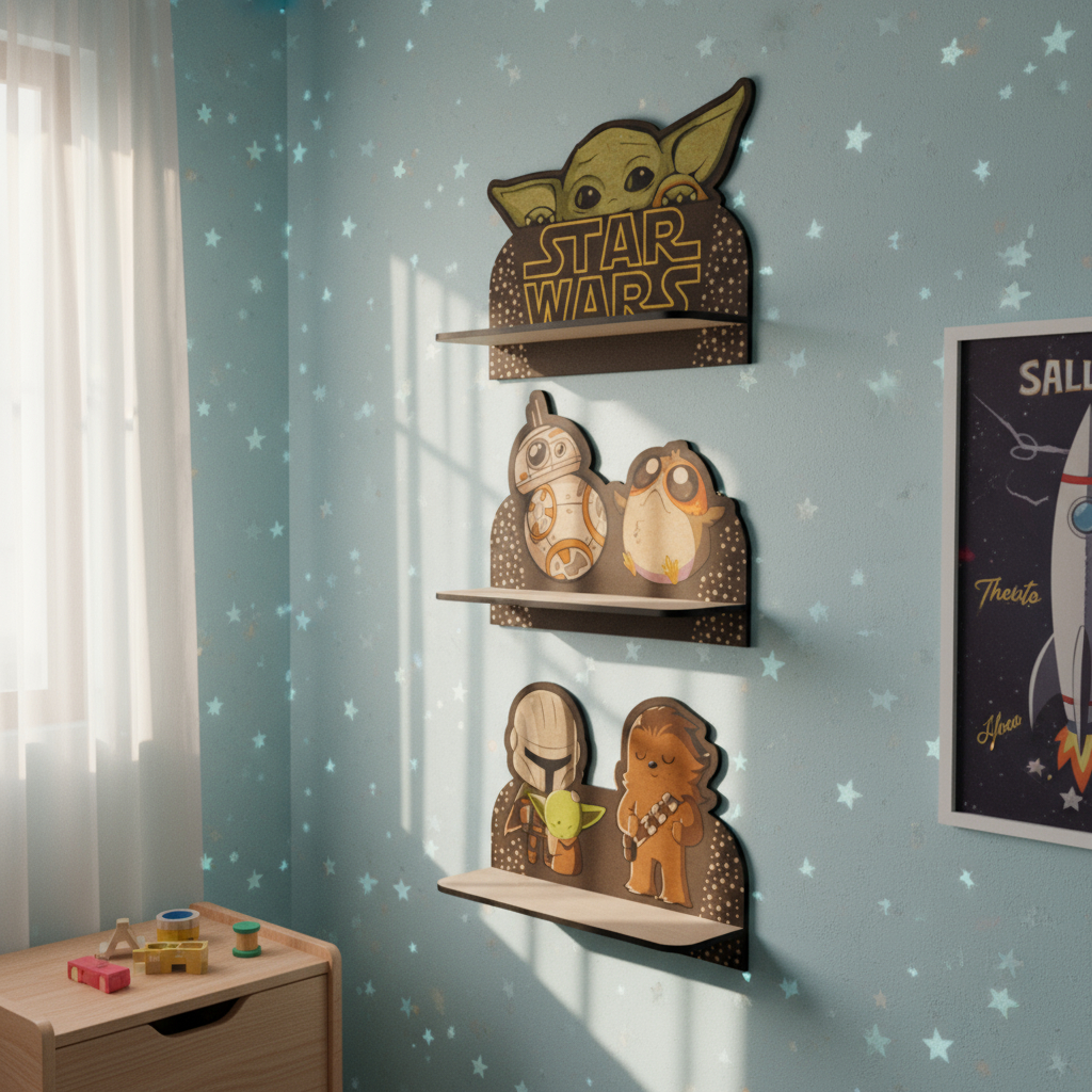 Kit Prateleiras Star Wars 32x20cm Suporte Organizador para quarto infantil sala