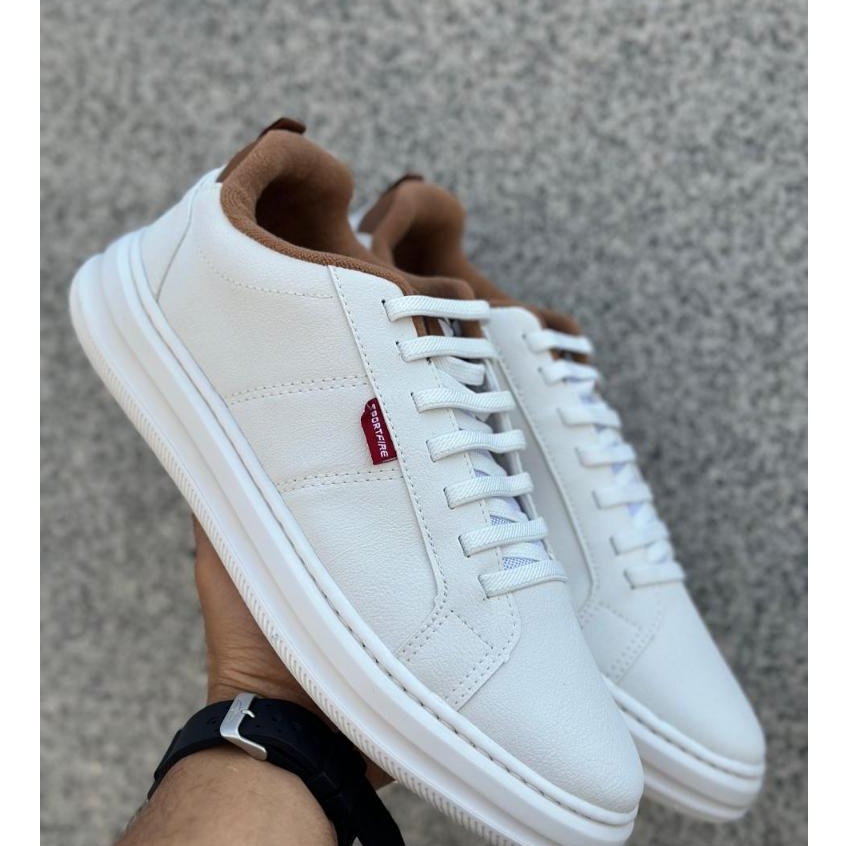 Sapatenis Masculino Casual Street Original Tênis Air Academia Calce Fácil Elastico Preto/branco