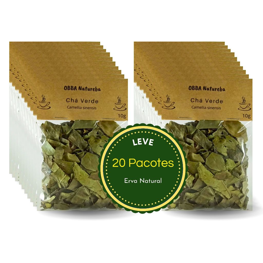 Chá Verde Verdadeiro Camellia sinensis 100% Natural Rendimento e Qualidade – Leve 20 Pacotes
