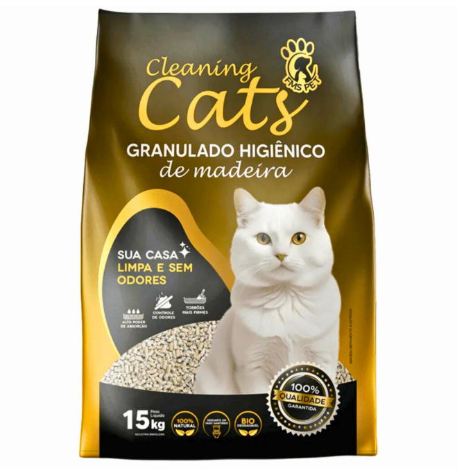 [NOVO] Areia Granulado de Madeira Higiênico Gatos Pellets 15kg - Premium.