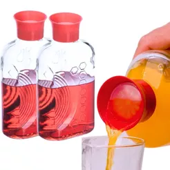Kit 2 Garrafas Vidro 1L Geladeira Água Suco Tampa Automática