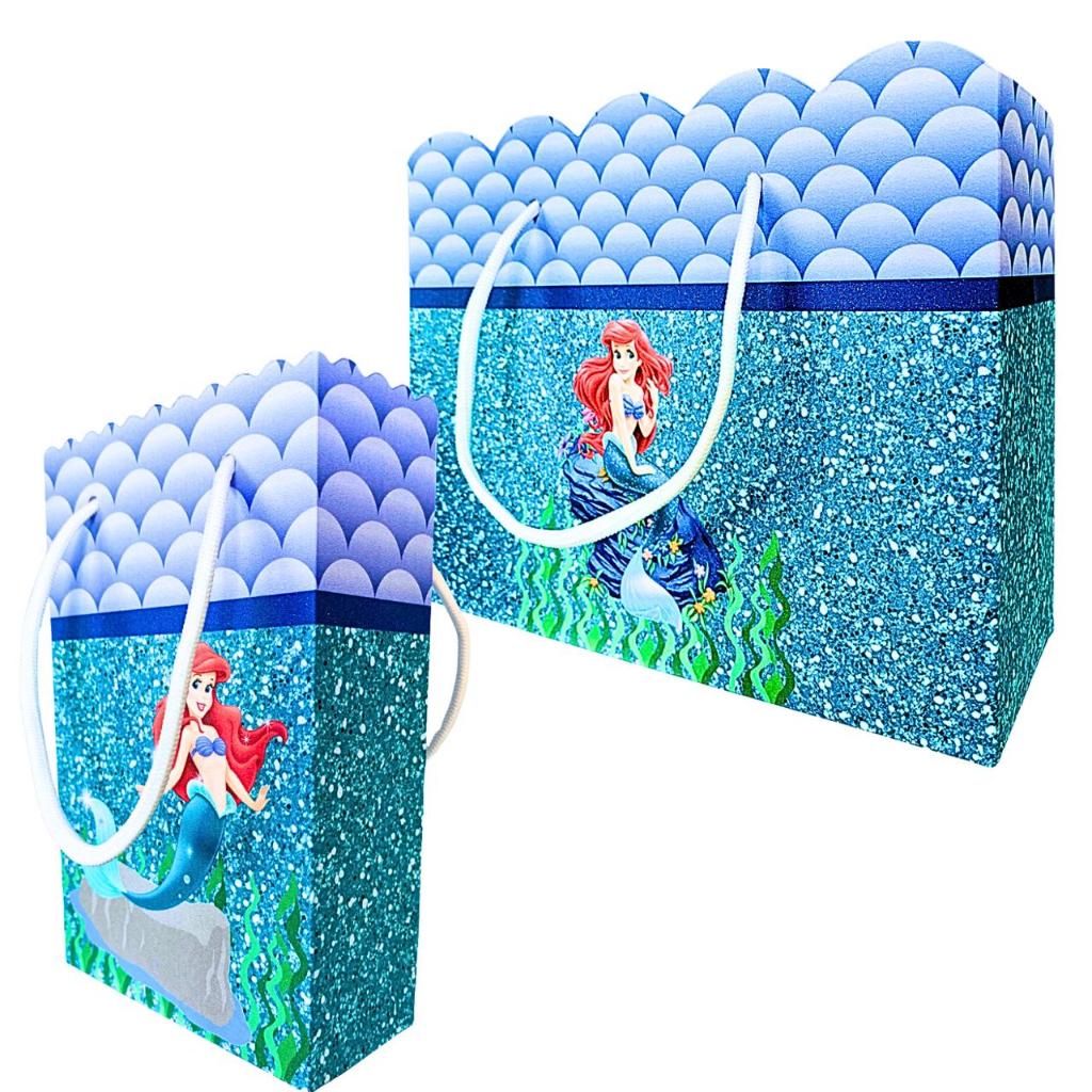 Sacolinha Personalizada Ariel A Pequena Sereia Sacolinhas para Lembrancinha de Aniversário Infantil Sacolas Envio Rapido