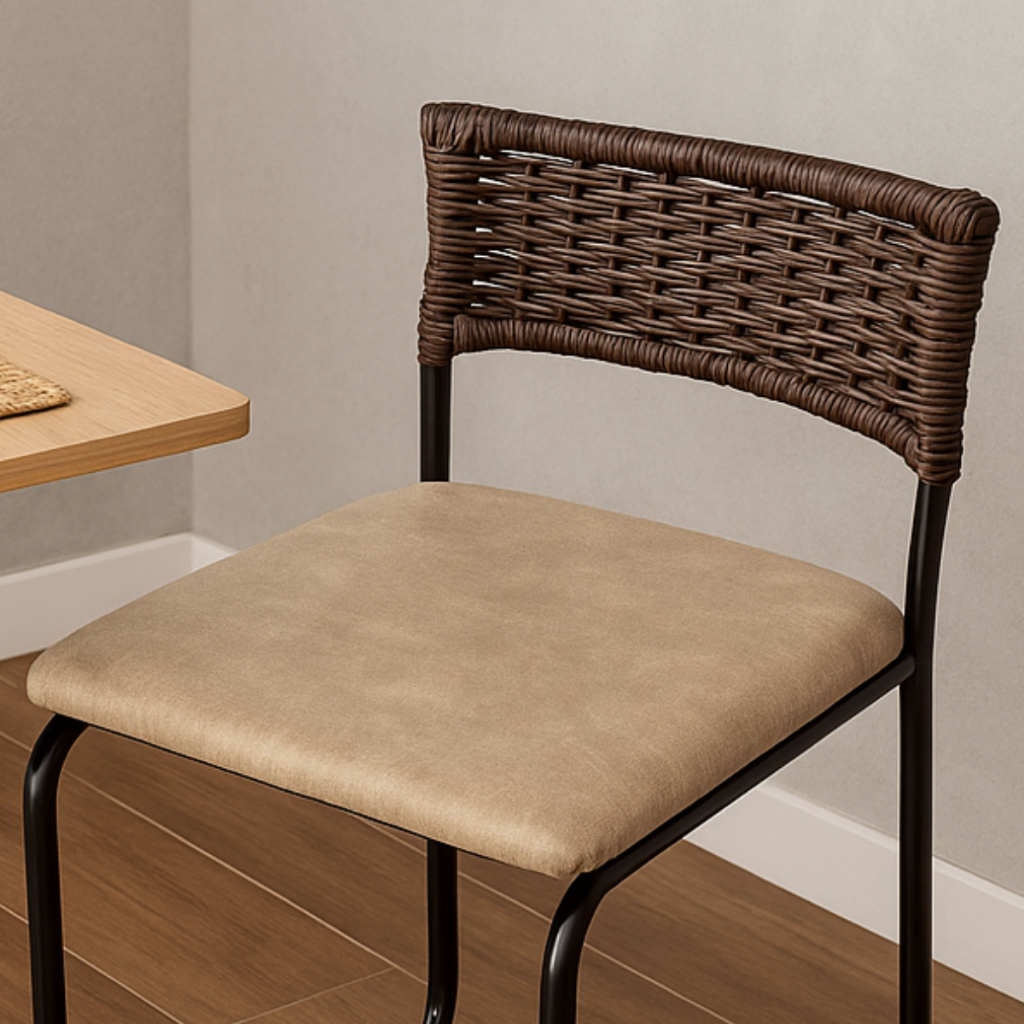 Banqueta Baixa Junco Trançada Estrutura Resistente Decoração Rústica Casa Gourmet