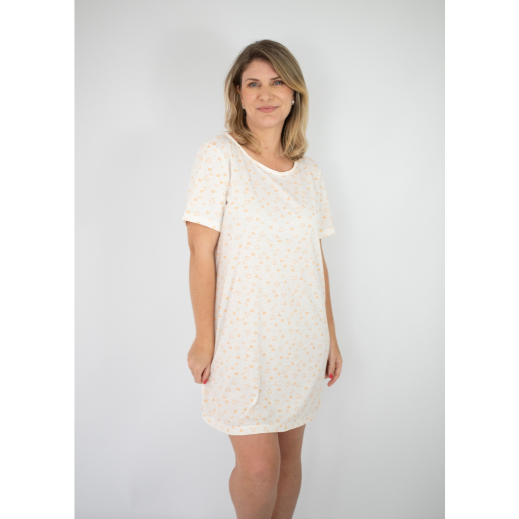 Camisola Feminina Manga Curta Verão– Coração Laranja