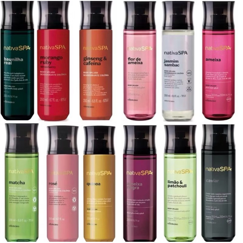 Body splash Nativa Spa 200ml várias fragrâncias P Boticário