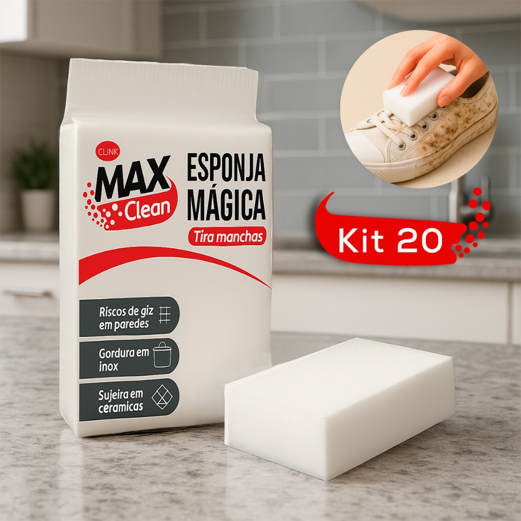 Kit Esponja Magica Tira Mancha Melamina Branca Desengordura Limpeza Clean Clink em Oferta na Shopee