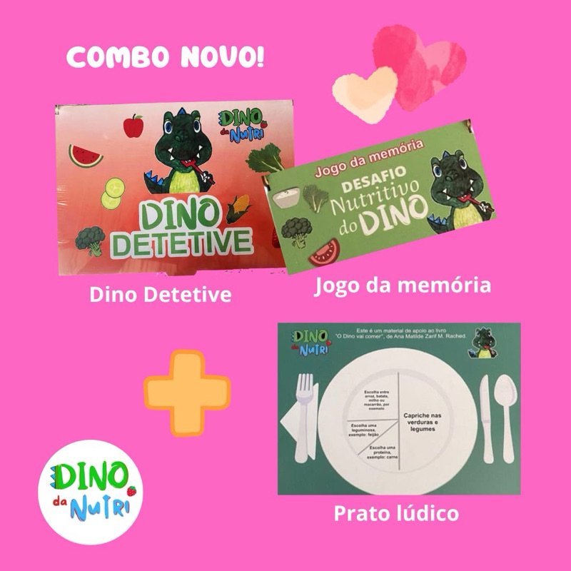 Combo Dino Detetive + Prato Lúdico + Jogo Da Memória
