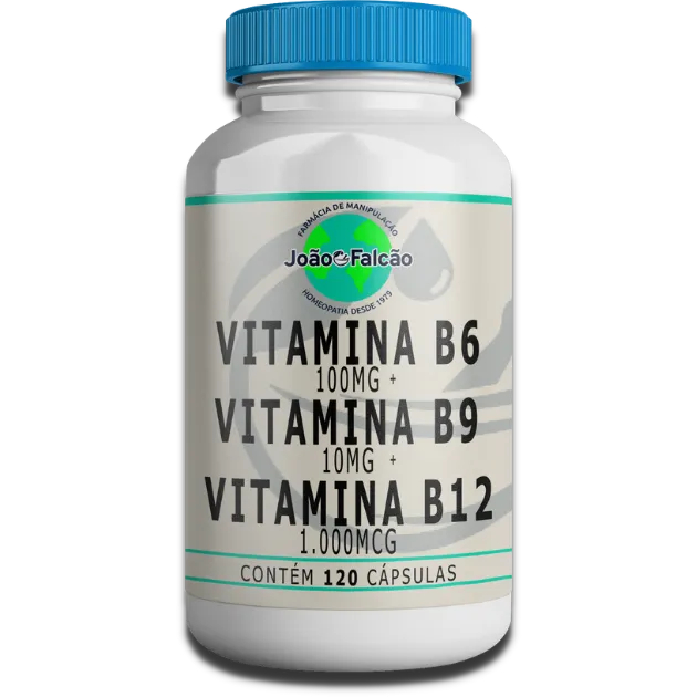 Vitamina B6 100Mg + Vitamina B9 10Mg + Vitamina B12 1.000Mcg - 120 Cápsulas