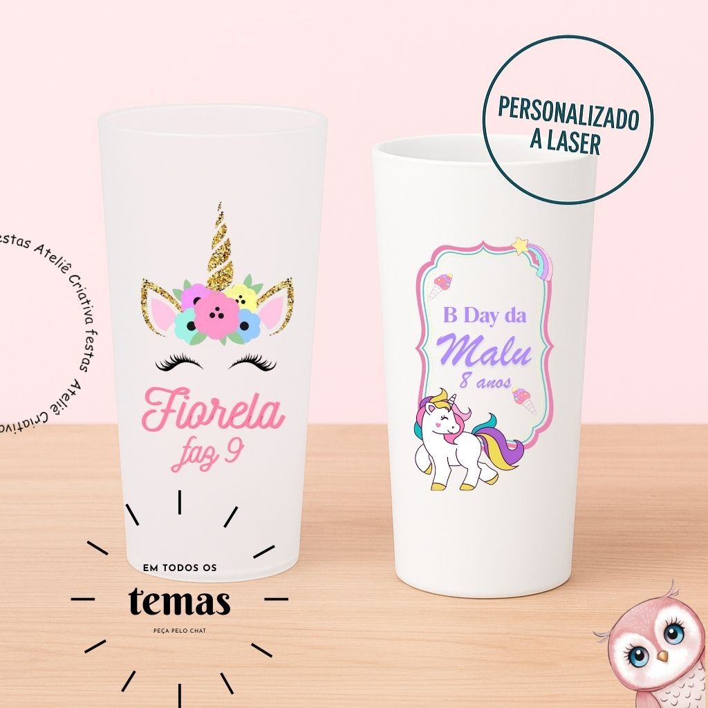 Kit de Copos Long Drink Personalizado Unicórnio Lembrancinha Festa Infantil Chá de Bebê Aniversário