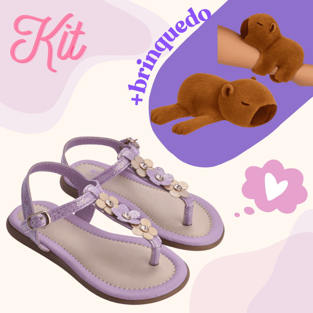 Sandália Infantil Meninas Cristal Capivara Agarradinha Flat Plana Confortável Fashion Blogueira em Oferta na Shopee