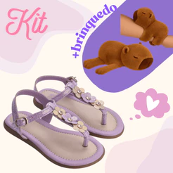Sandália Infantil Meninas Cristal Capivara Agarradinha Flat Plana Confortável Fashion Blogueira