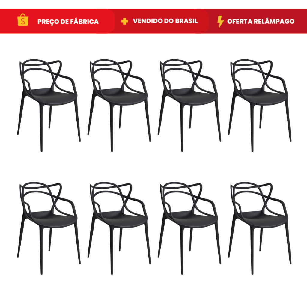 Kit até 8 Cadeiras Allegra Polipropileno Área Externa Ergonômica Empilhável PREÇO DE FABRI...