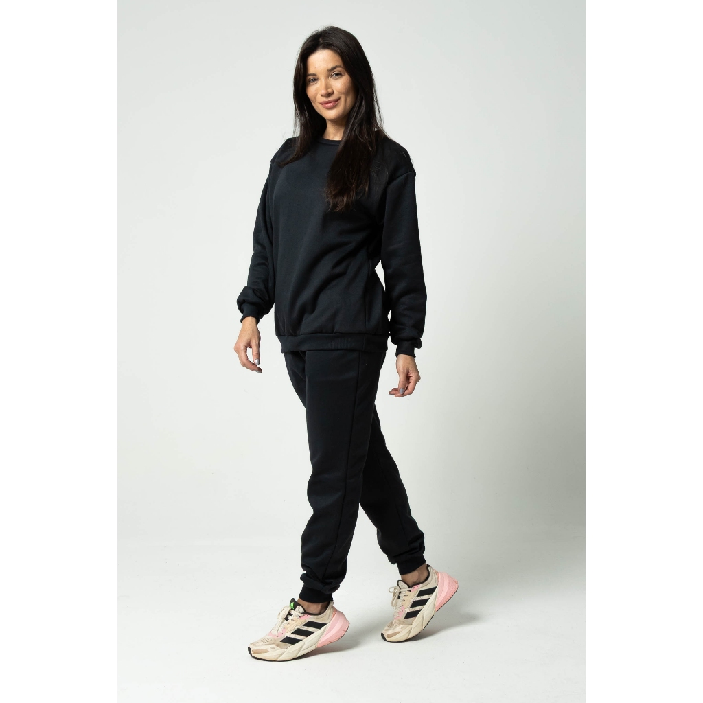 Conjunto Moletom Careca Feminino Gola Redonda + Calça Algodão Flanelado Inverno em Oferta na Shopee