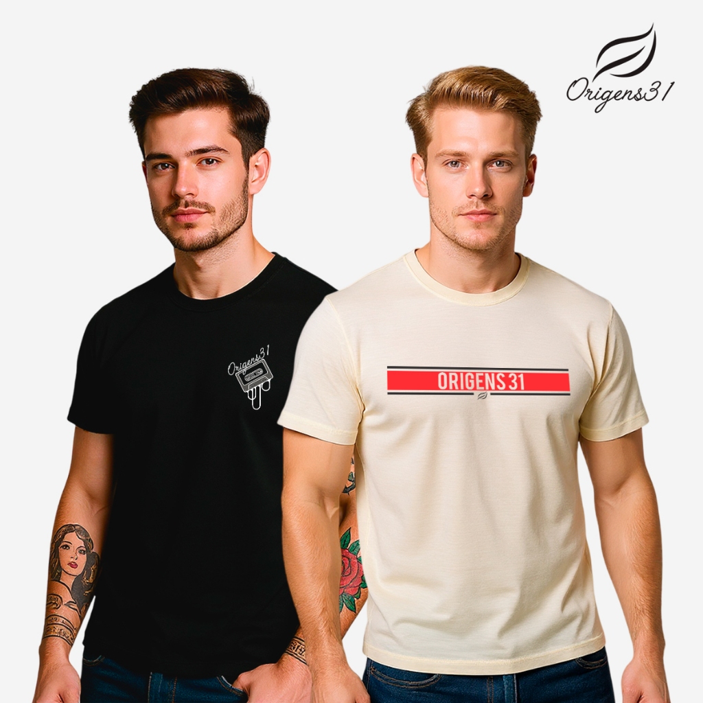Kit 2 Camisetas Masculina Estampada 100% Algodão Premium Malha dia a dia, academia,confortável.