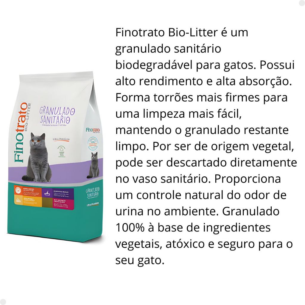 Areia Granulado Higiênico Sanitário Finotrato Para Gatos Bio litter Ultra Premium 2kg