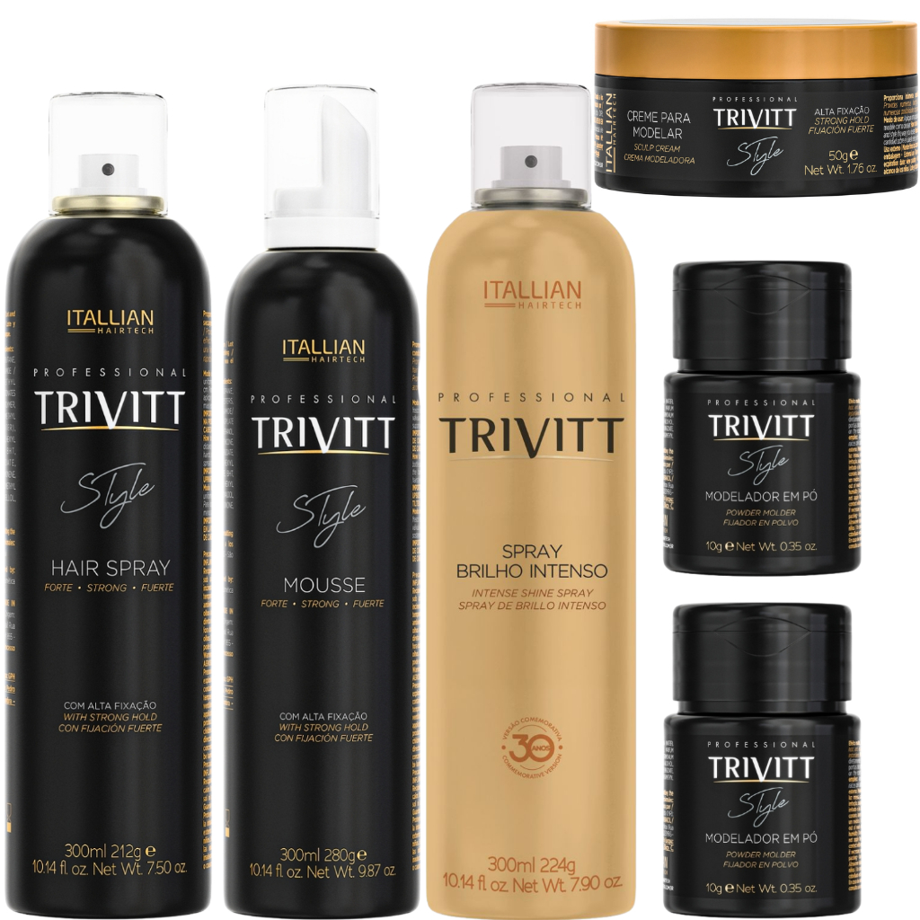 Lacca Mousse Creme Modelar Brilho Penteados Trivitt Pó em Oferta na Shopee