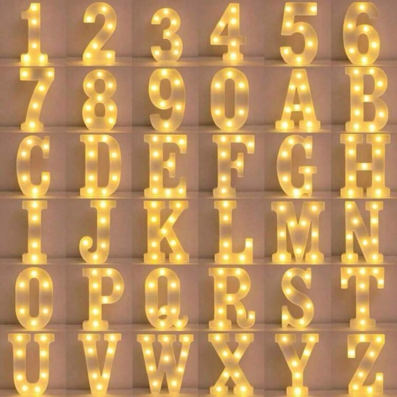 Letra Led e Numero Led Luminária + Pilha Grátis 3D Decorativa Branco Altura De 16CM OU 21CM Luz Branco Quente