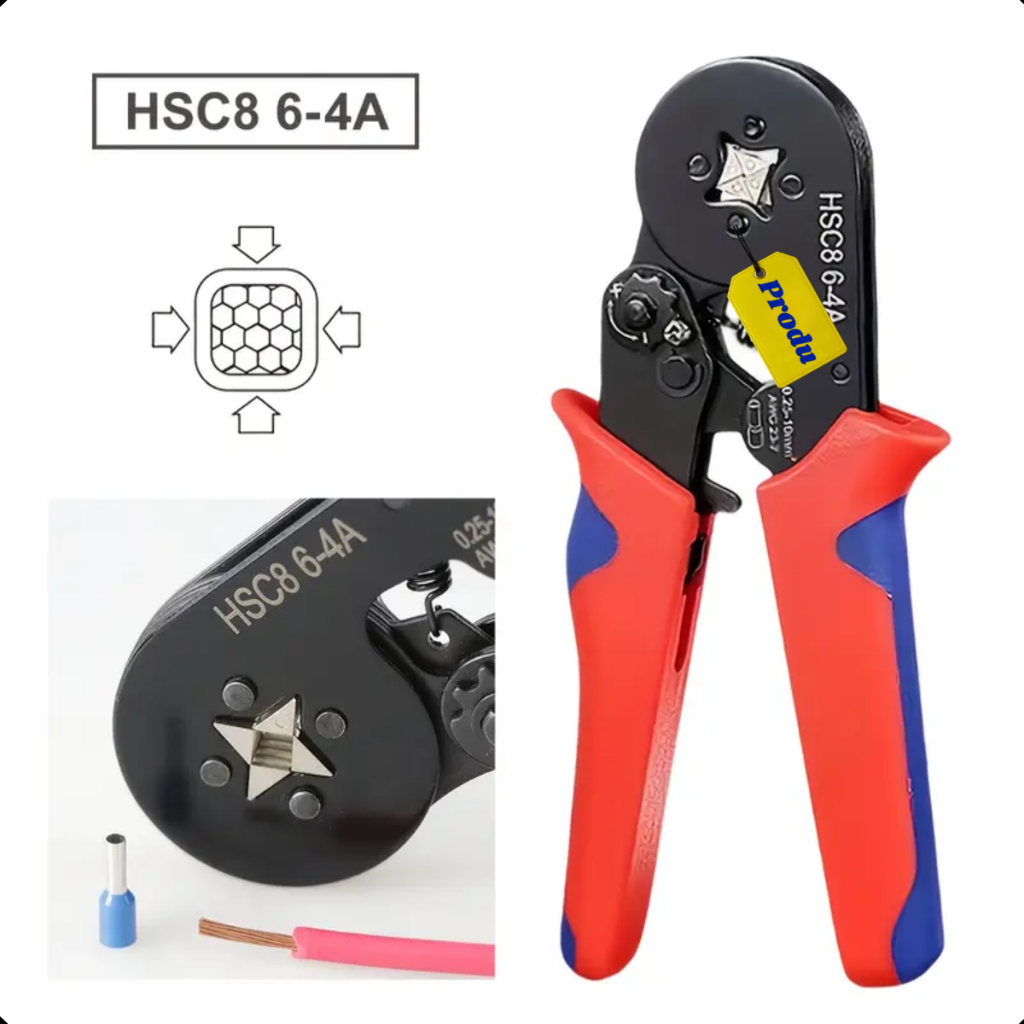 Alicate Crimpador Prensa Terminal Tubular Ilhós 0.25 a 10mm² com 800 Peças Maleta