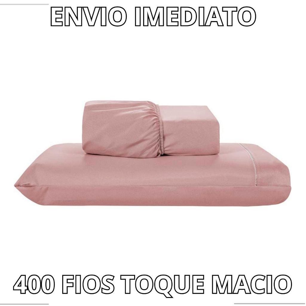 Jogo de Cama Solteiro 400 Fios Micropercal 100% – Lençol com Elástico + Fronha Ponto Palito Premium