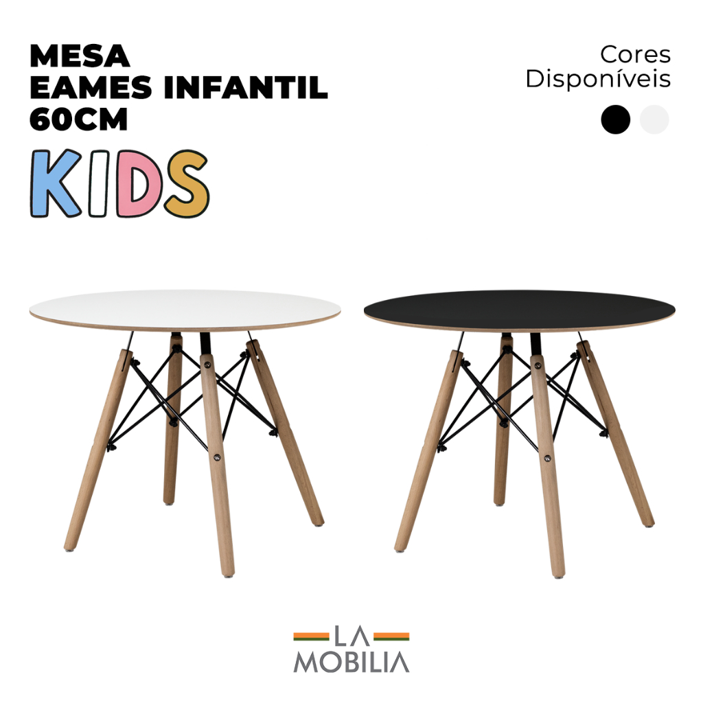 Mesa Infantil Eames Tampo Redondo 60cm - Cores em Oferta na Shopee