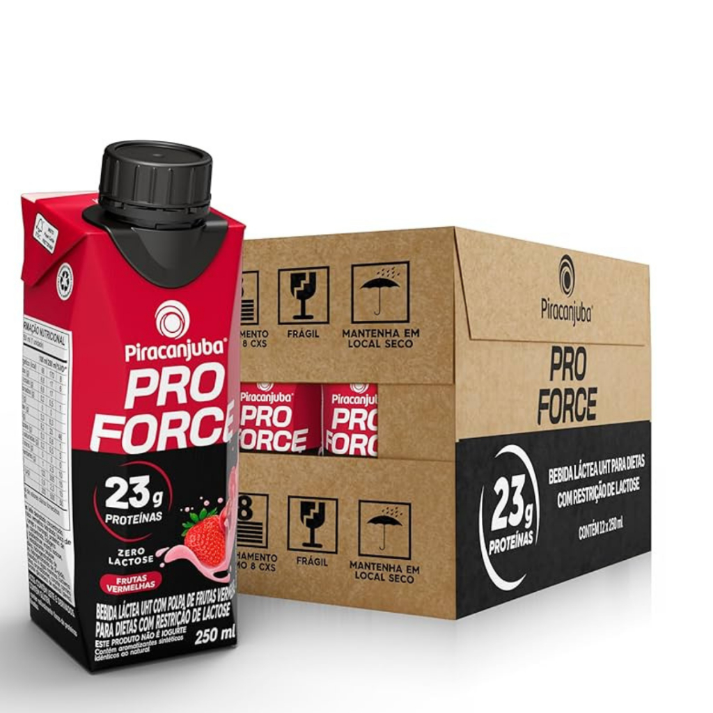 Kit 12 Bebida Lactea Pro Force 23g  Frutas Vermelhas 250ml Piracanjuba