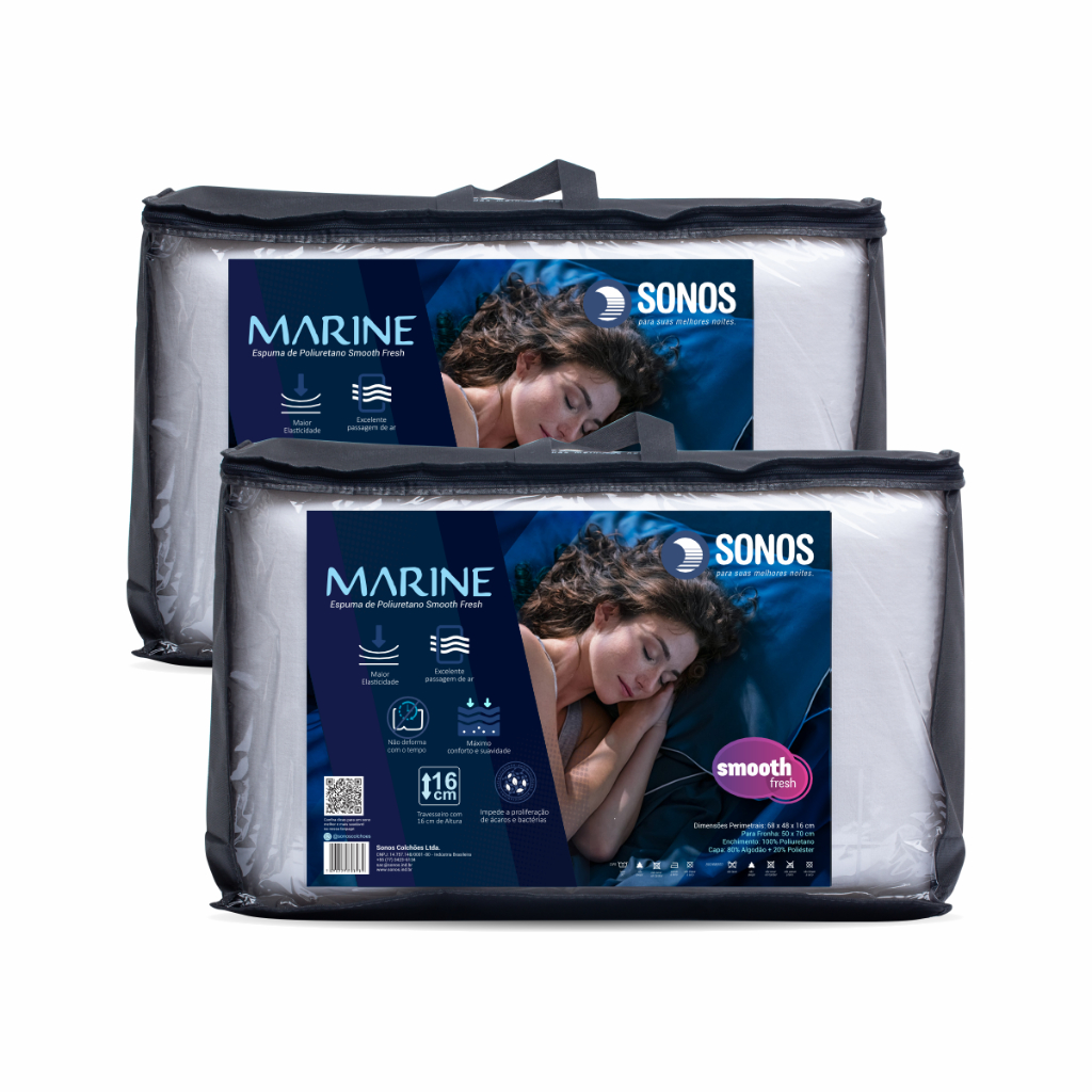 Kit 2 Travesseiros Marine Alto Sonos 16cm