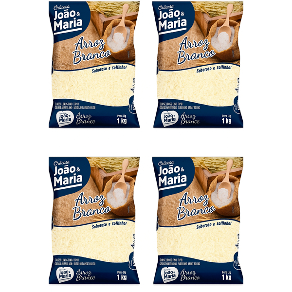 Kit Arroz Branco Chácara João E Maria Longo Fino Tipo 1 1kg
