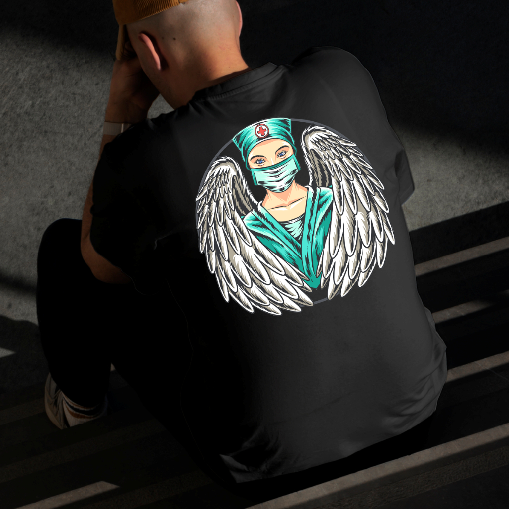 Camiseta Masculina Estampada Anjo 100% Algodão Estilo Conforto Diário Do Tamanho P ao GG