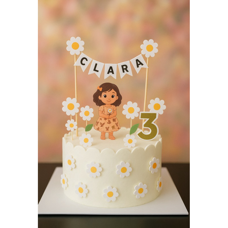 ENVIO IMEDIATO - Jardim Margaridas / Topo de Bolo Personalizado -Topo de bolo Mêsversario em Oferta na Shopee