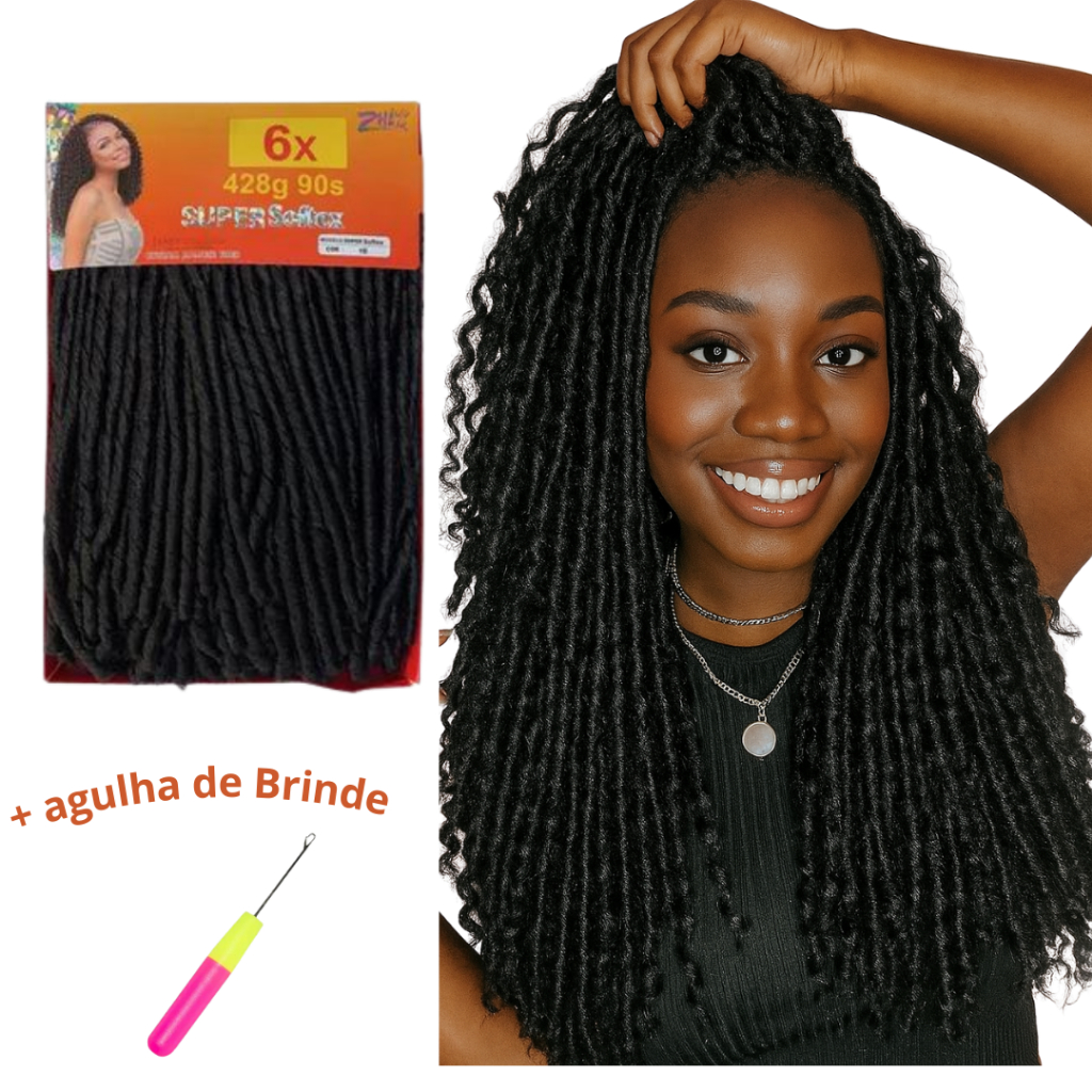 Cabelo Nina Softex Pacotão 428 gramas Original + Agulha - Preto