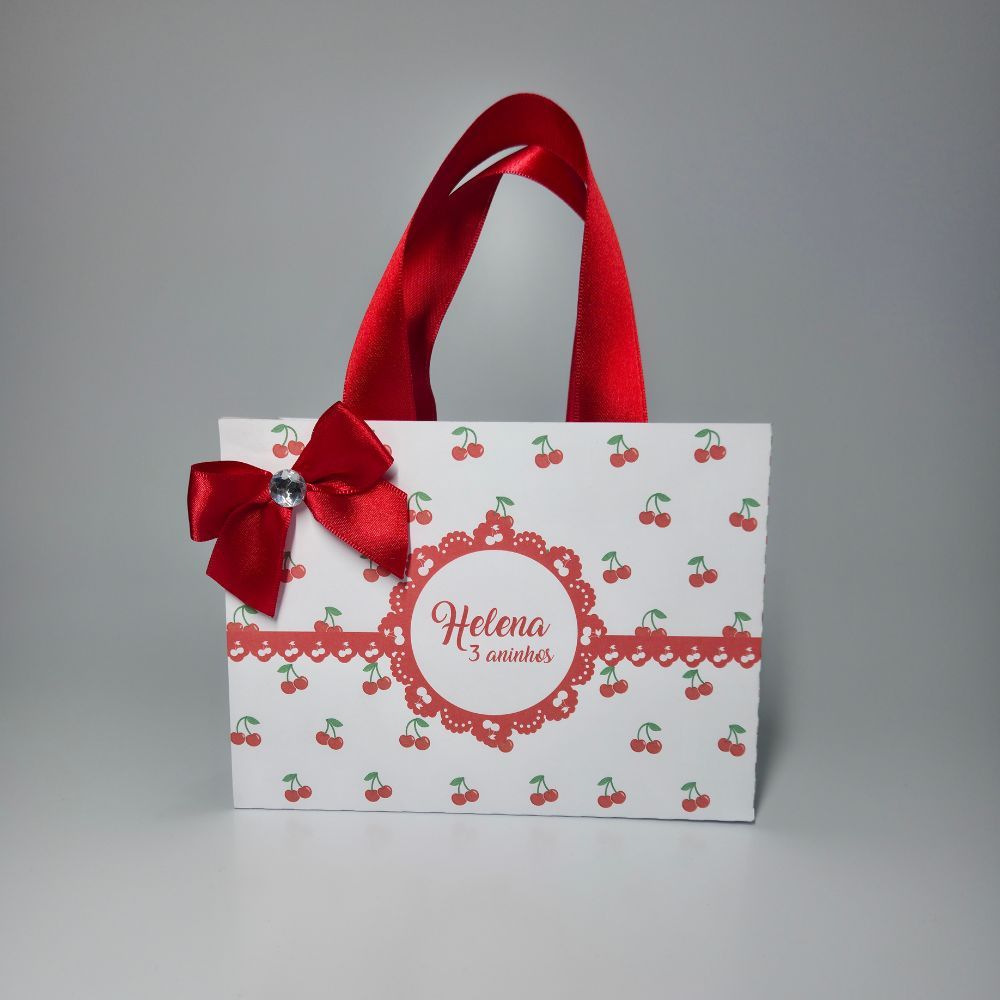 Sacolinha Personalizada Cerejinha - Lembrancinha Festa Infantil - Aniversário Cerejinha