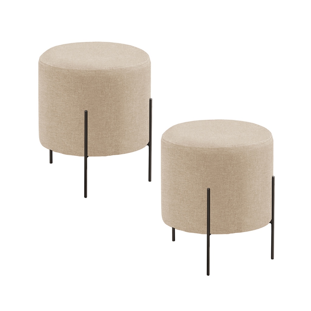 Conjunto - 2 Puffs Banqueta Odim Base Metálica Preta Luxo em Oferta na Shopee