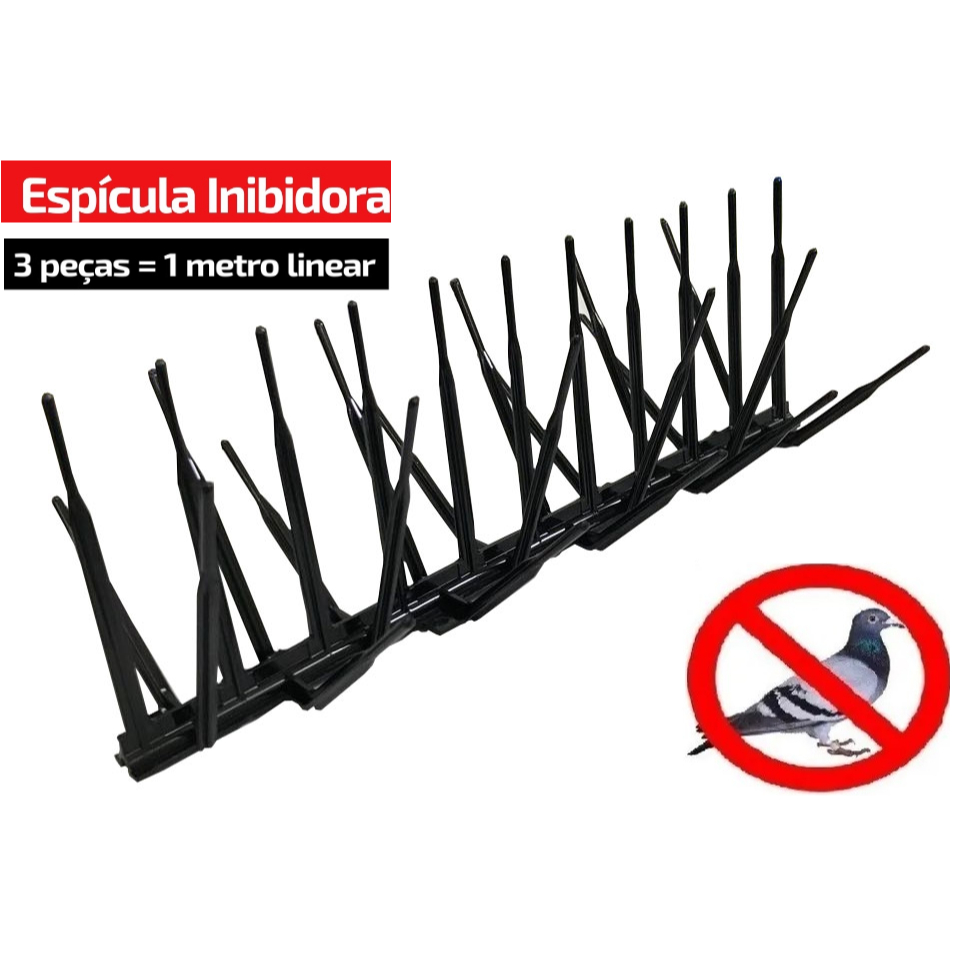 Espícula Polipropileno Anti Pombos Kit c/ 10 Peças Preta - Proteja Seu Telhado e Superfícies Externas De Aves Pombos