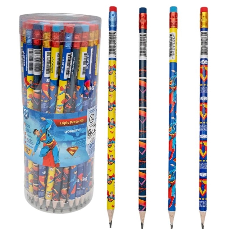 Lápis Superman HB coleção escrever escolar kit com 12 unidades
