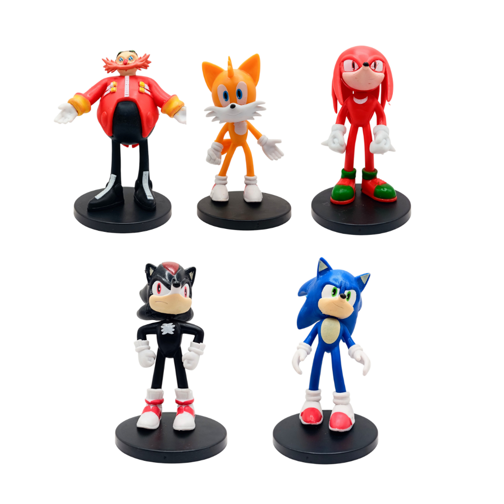 Kit Bonecos Sonic the Hedgehog Colecionáveis – Sonic, Shadow, Knuckles, Tails e Dr. Eggman
