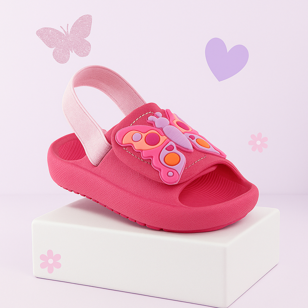 Sandália chinelo bebê Infantil feminina menina confortável carrapicho elástico borboleta lançamento