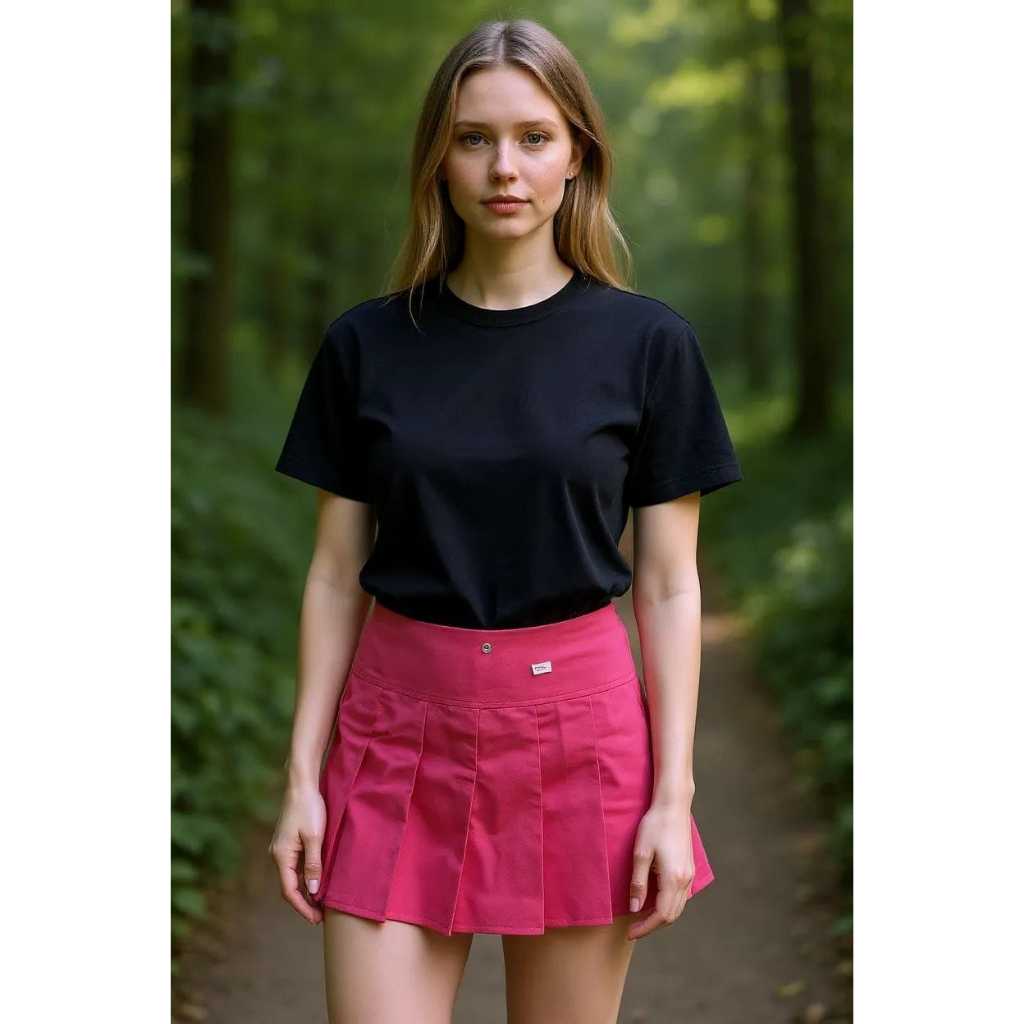 Short Saia Alfaiataria Feminino Plissada com Pregas Colegial