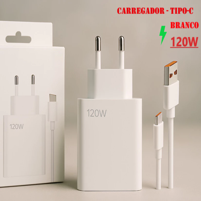 Carregador Combo USB 67W -Tipo C Cabo 120W Original 1 Metro Turbo Power