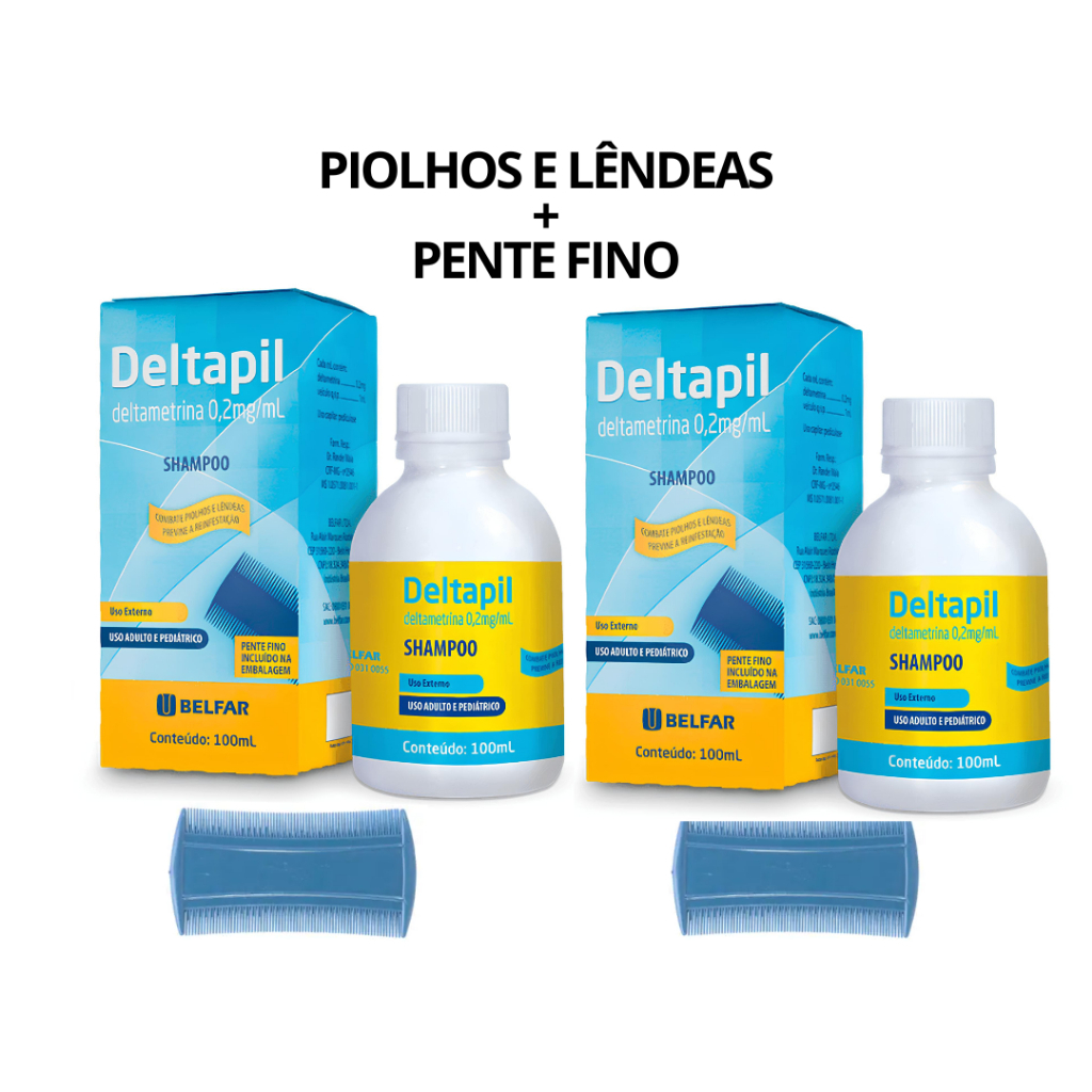 KIT 2x Shampoo Para Piolhos e Lêndeas Deltapil 100ml