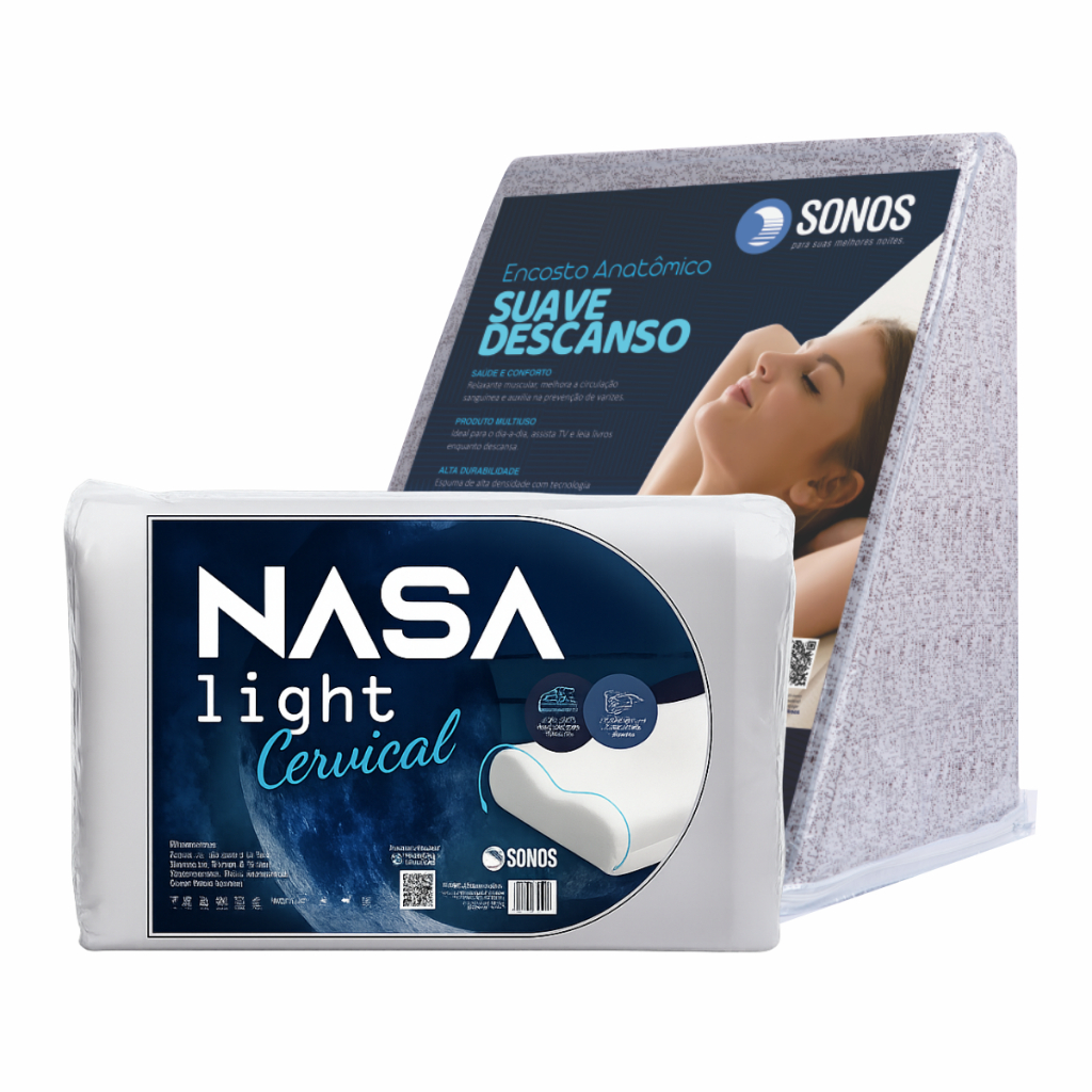 Kit Travesseiro Nasa Light Cervical e Suave Descanso Sonos em Oferta na Shopee