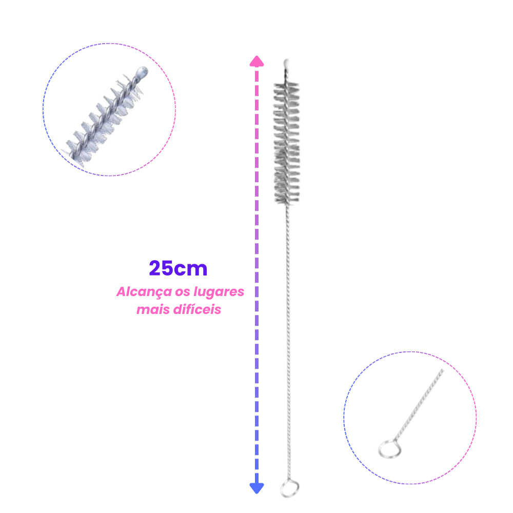 Kit Escova Flexível Inox Limpeza Canudo Ecológico Escovinha Para Limpar Ideal Canudos e Mamadeiras em Oferta na Shopee