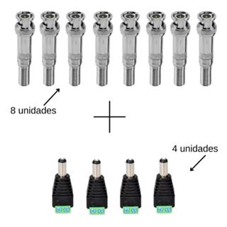 kit c/ 8 conector bnc mola e 4 p4 macho p/ instalaçao de 4 cameras de segurança em Oferta na Shopee