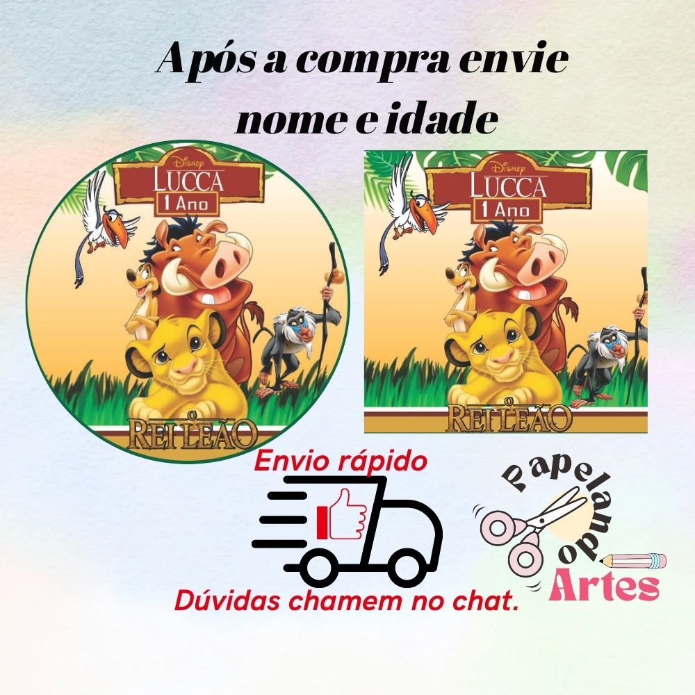 40/60/100 Adesivos O Rei Leão Personalizados Para Festa 5x5 S/Recorte (Envio rápido) em Oferta na Shopee